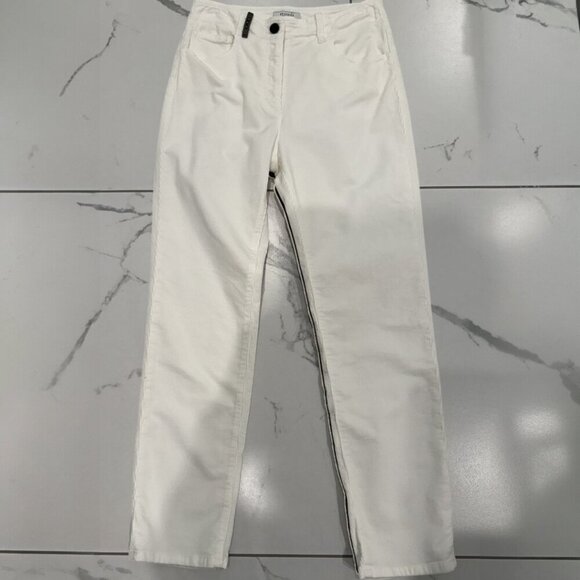 Peserico Women's Corduroy Trousers, Pants White Size 42 US 6 - Picture 1 of 7